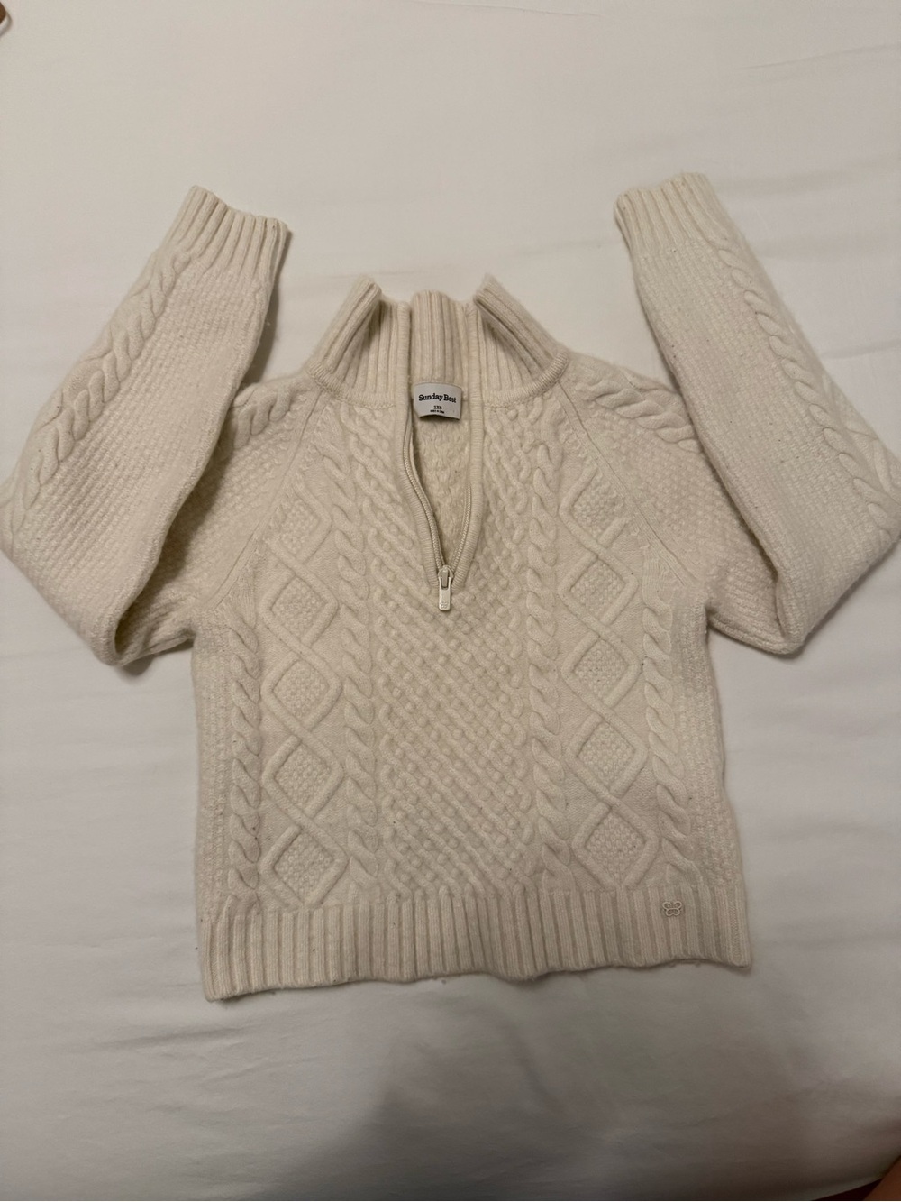 Sunday Best Cream Cable-Knit Half-Zip Sweater